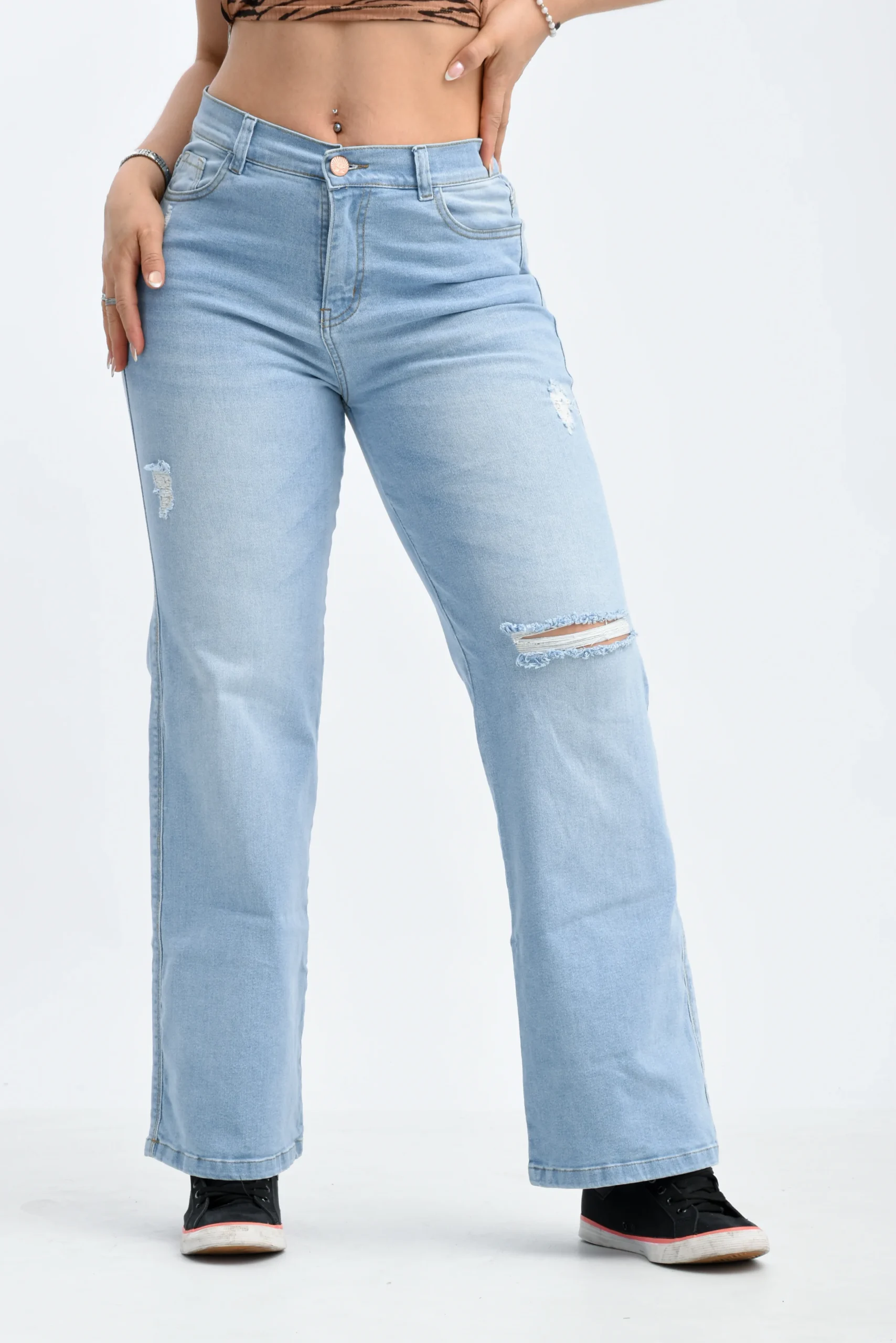 Alternative view of ART. VALENTINA | JEAN WIDE LEG CON ROTURA