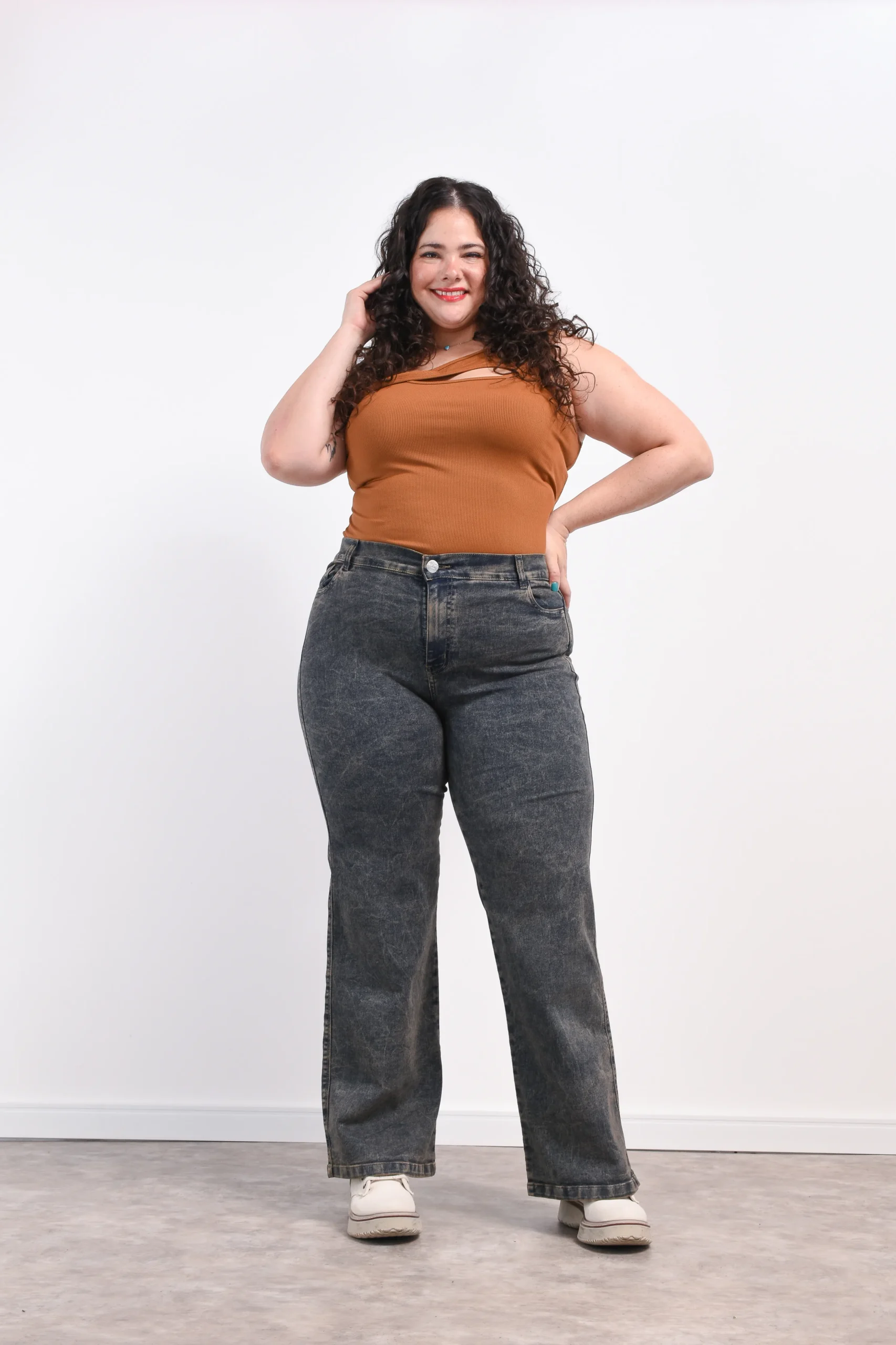 ART. MAITE | WIDE LEG AZUL MATIZADO ELASTIZADO - Imagen 6