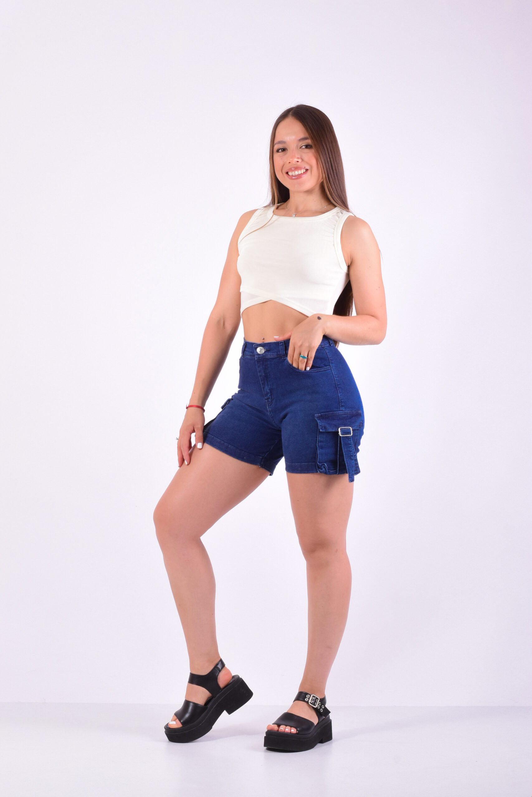 ART. BERLIN | SHORT CARGO AZUL  ELASTIZADO