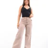 Jean Wide Leg suiza beige Vintage frente completo tiro alto