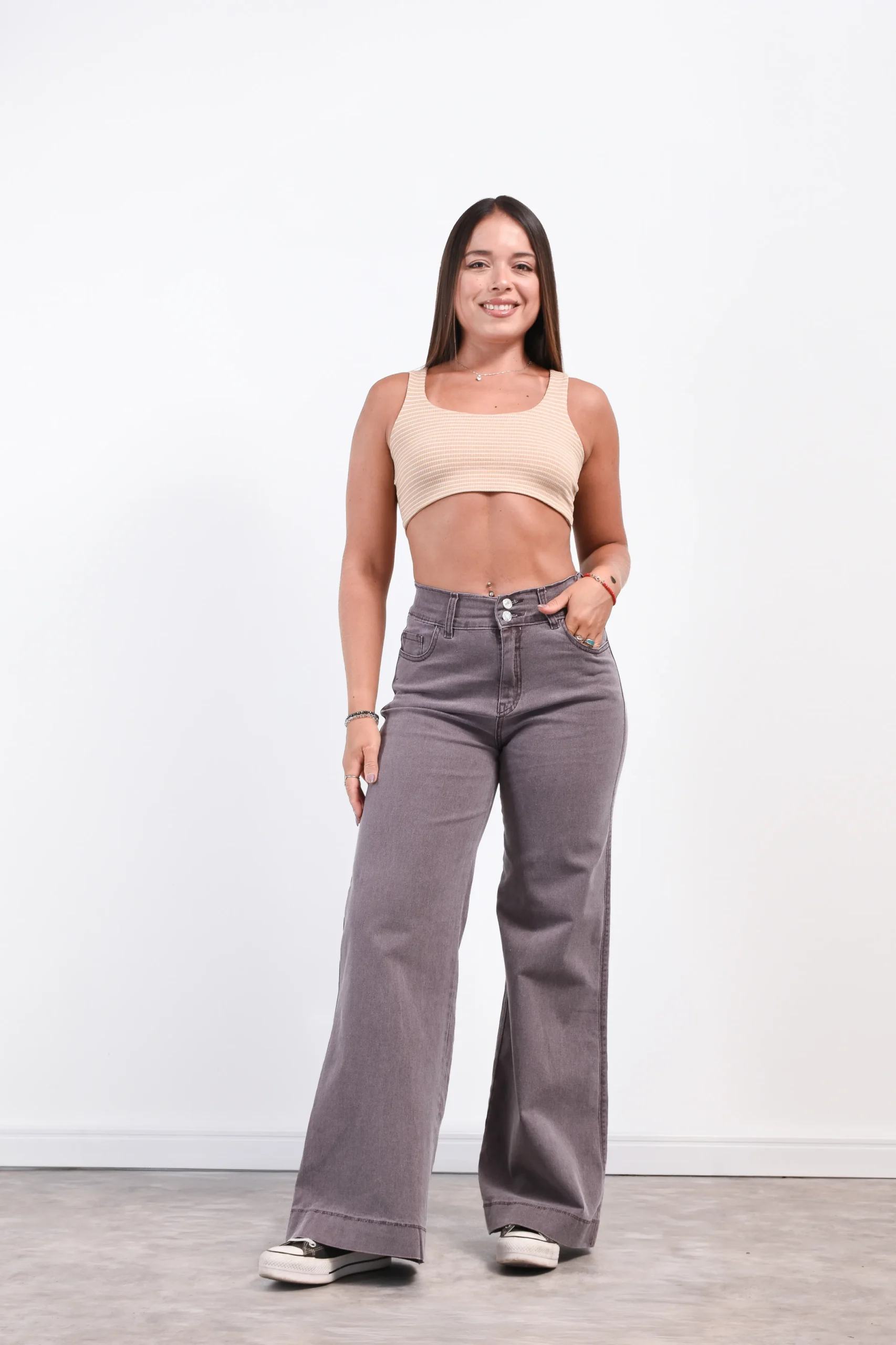 Jean Wide Leg Italia Bordó Vintage frente completo tiro alto