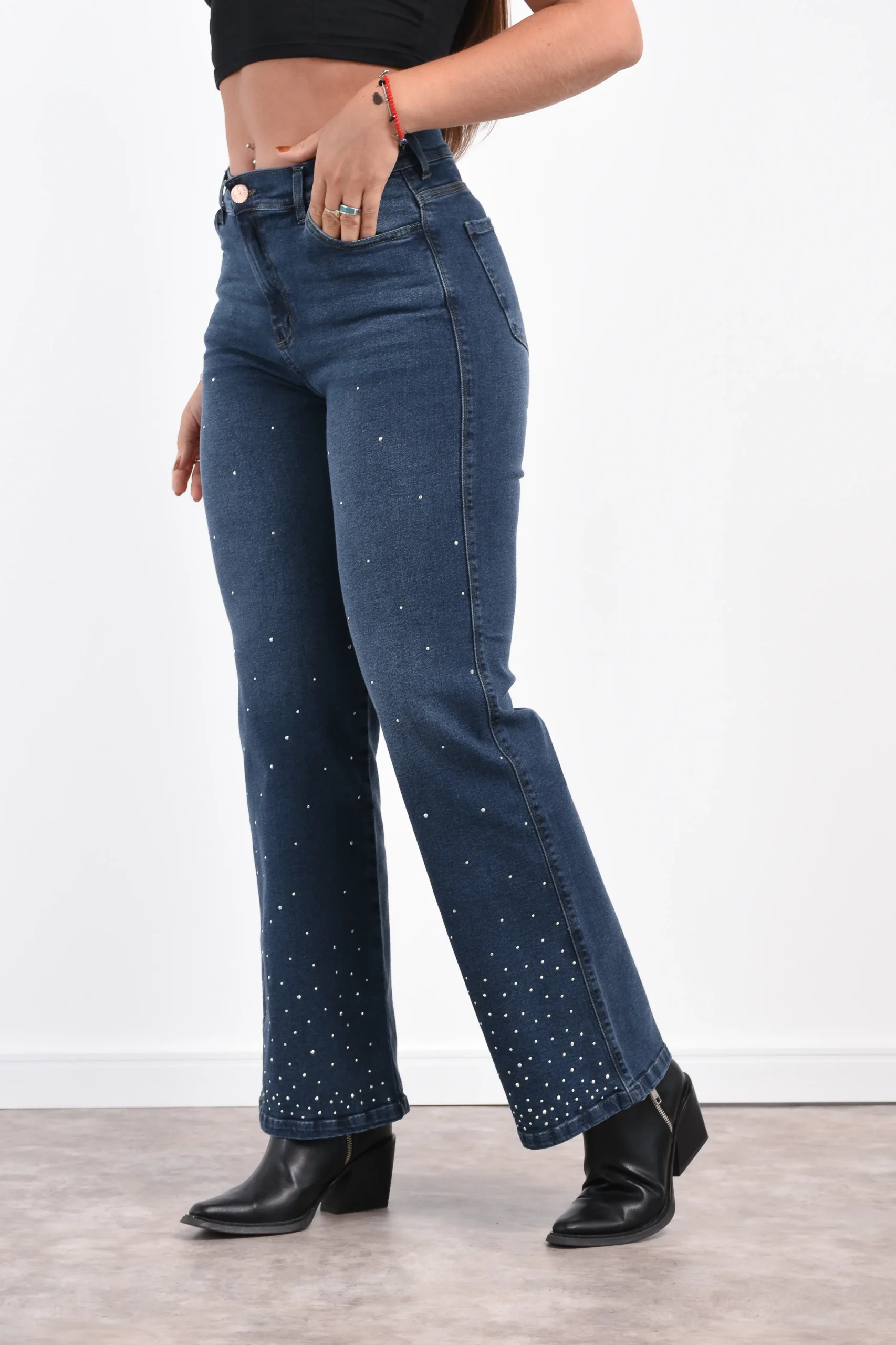 Alternative view of ART. REGINA | WIDE LEG CON STRASS ELASTIZADO