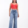 Jean Wide Leg Mohana Stone Reflex Localizado Elastizado 2 Botones Rumaju Jeans