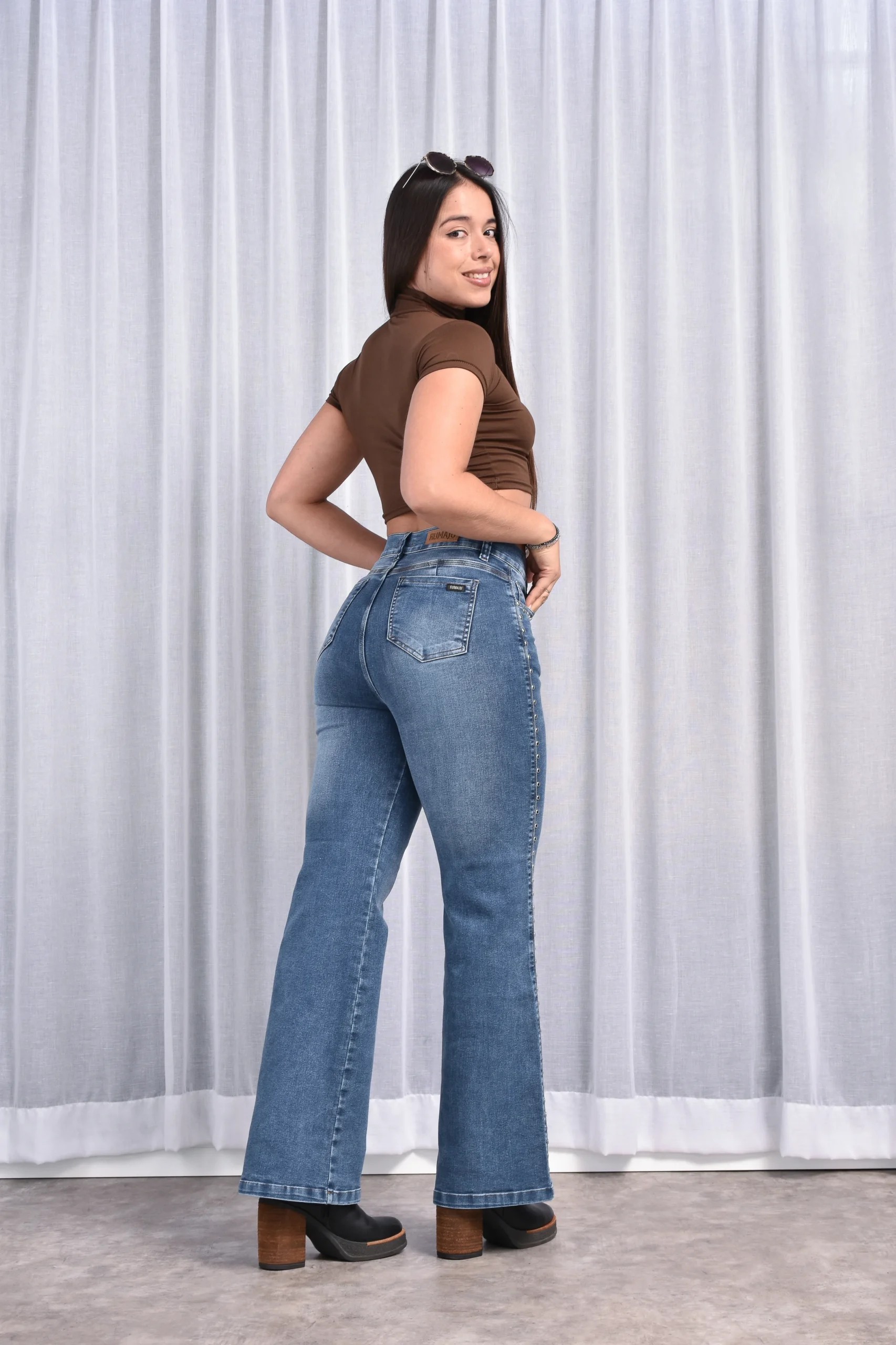Jean Wide Leg eun Denim Premium Tiro Alto Calce Rumaju