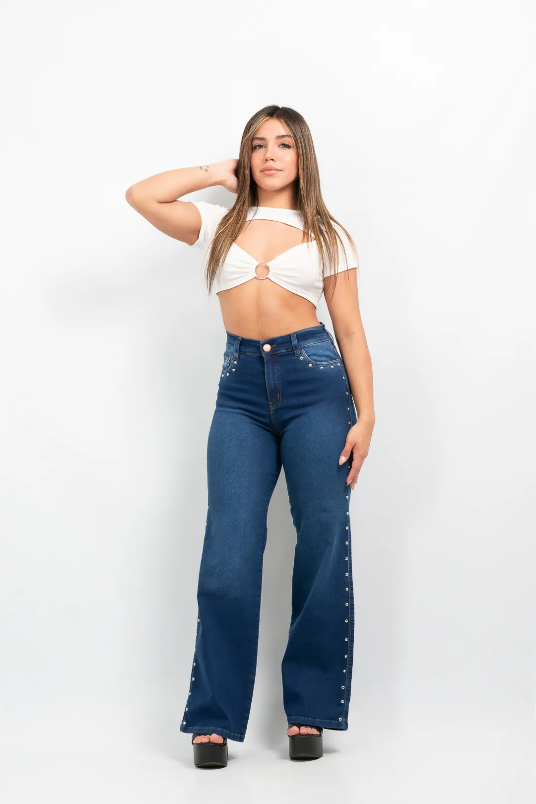 ART. MARIAM | WIDE LEG ELASTIZADO CON TACHAS LATERALES