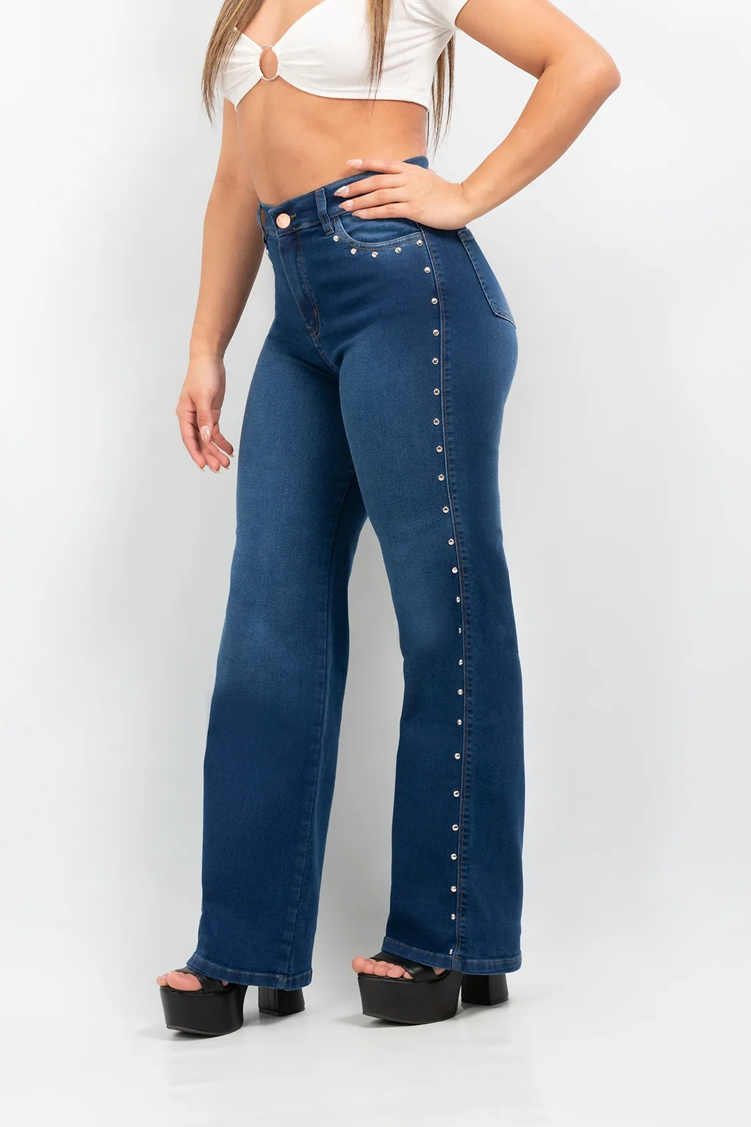 Alternative view of ART. MARIAM | WIDE LEG ELASTIZADO CON TACHAS LATERALES