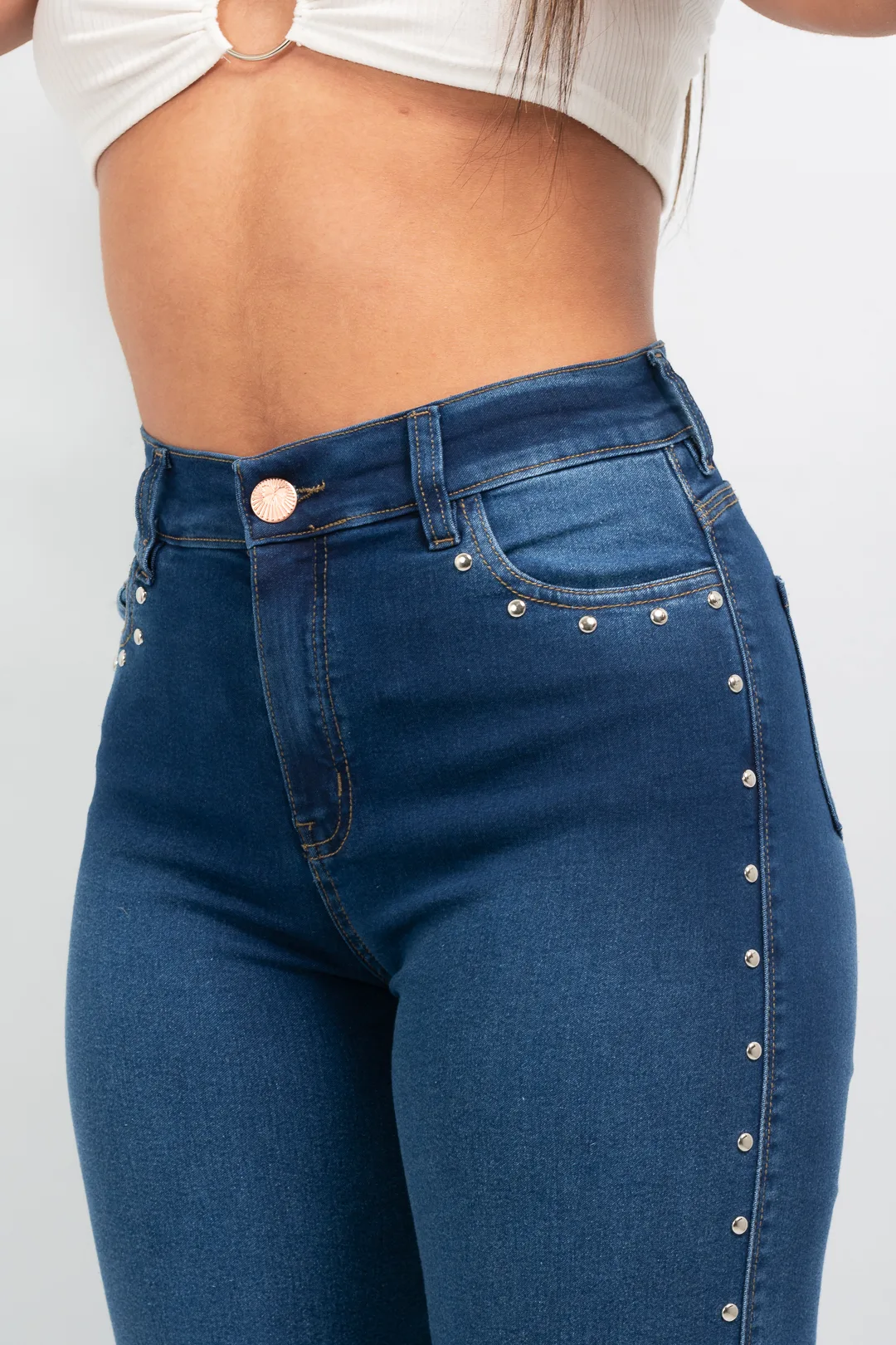 ART. MARIAM | WIDE LEG ELASTIZADO CON TACHAS LATERALES - Imagen 3