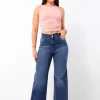 foto de cuerpo entero jean wide leg elastizado azul ursula